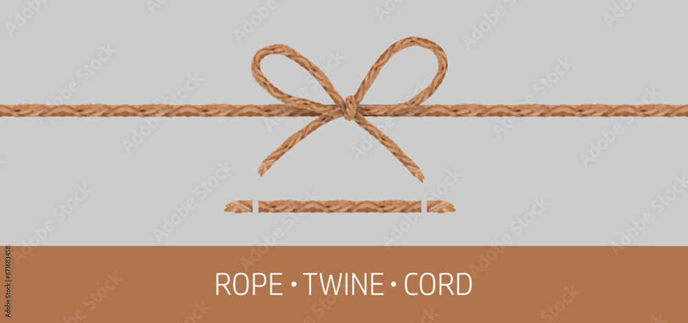 Packaging cord knotted bow - obrazy, fototapety, plakaty 