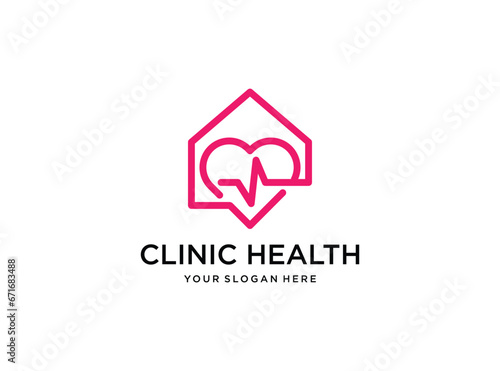 clinic health with love and home logo design