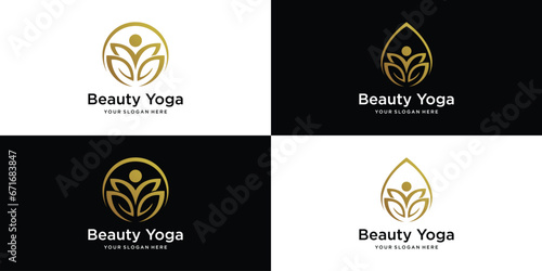 elegant beauty lotus yoga or spa logo design