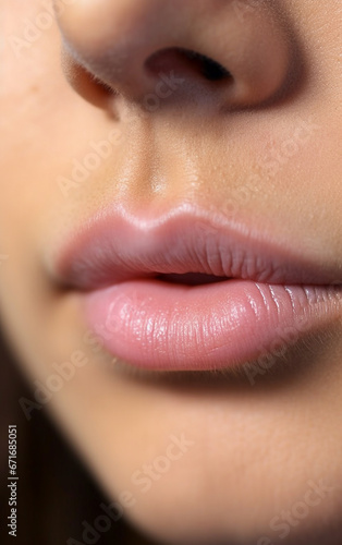 Close-up of the woman's lips