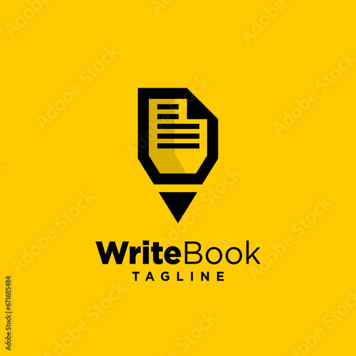 Write book logo with paper concept