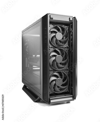 Obraz na płótnie Modern black computer system unit isolated on white. w salonie