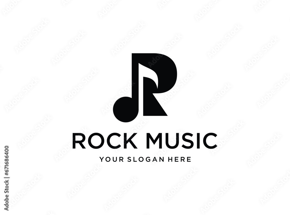 rock music note with monogram letter R logo design rock music note with monogram letter R logo design