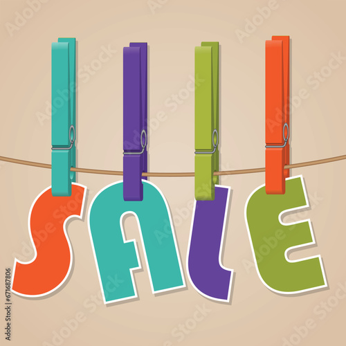 Sale signs, product sales, price tags and product status announcements, use letter clamps, the word sale
