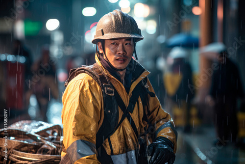 Hardhats and Raindrops  The Resilience of South Korean Construction Workers - Ai Generative