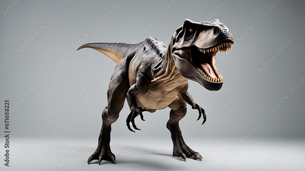 Fototapeta premium t rex in front of a background T-Rex dinosaur on white background front view 