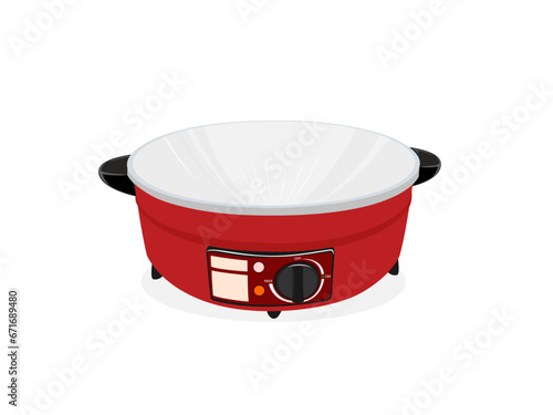 Electric frying pan on a white background.
