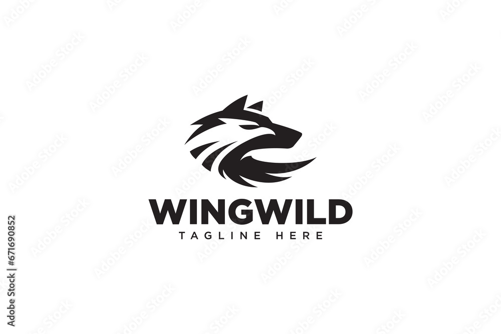 wolf with eagle shape negative space logo design for sport and gaming company wolf with eagle shape negative space logo design for sport and gaming company
