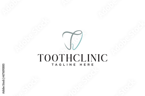 letter T tooth modern logo design for dental clinic