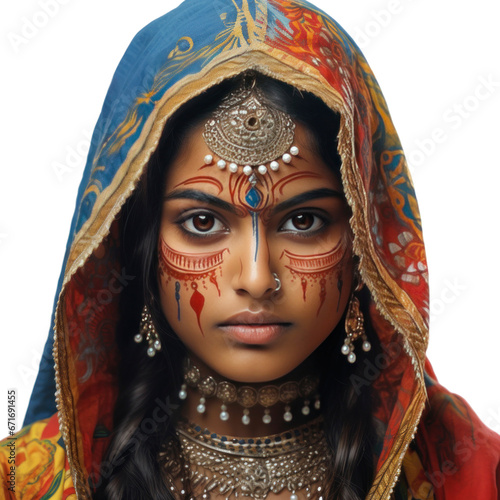 Indian girl With Colored Face, isolated
