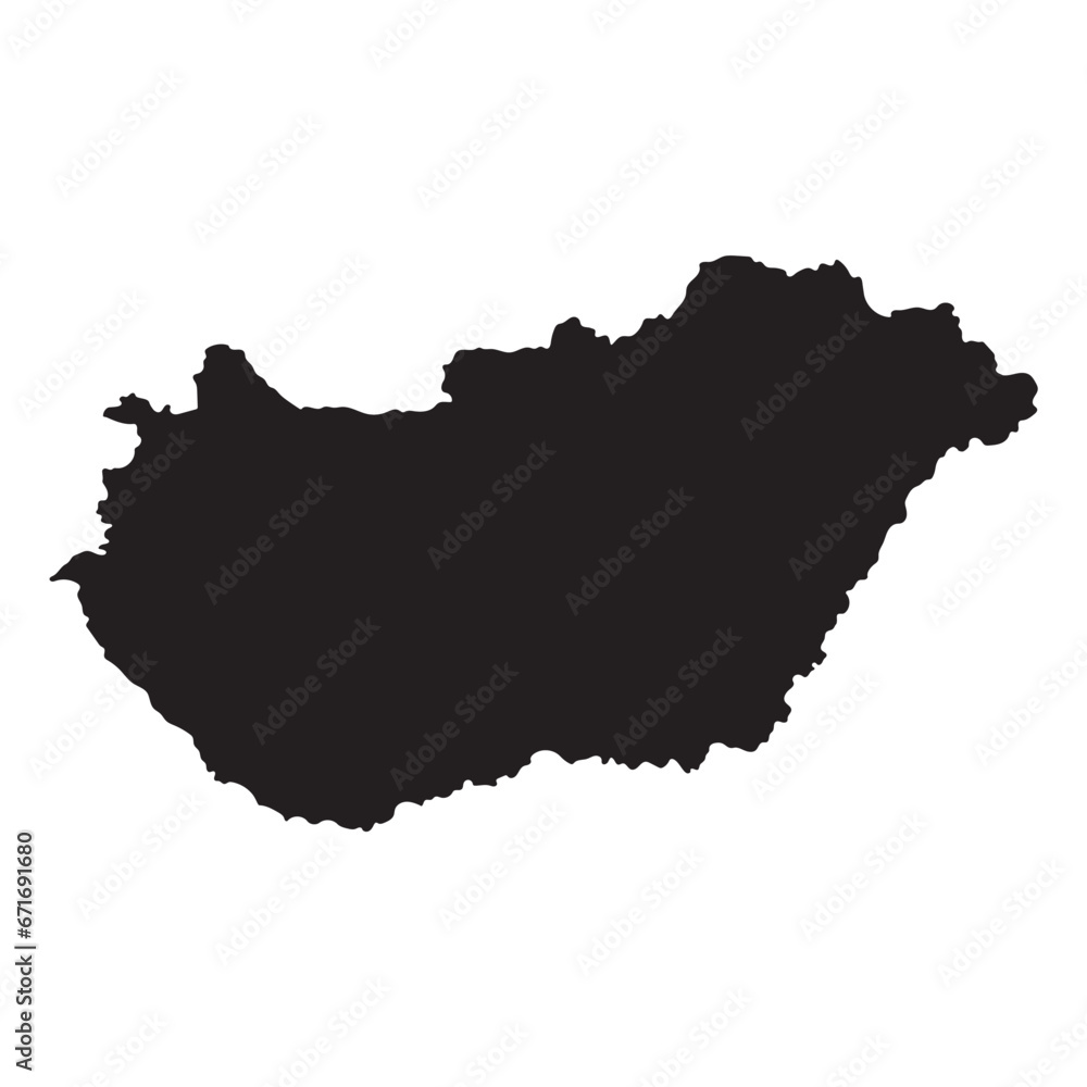 Hungary map. Map of Hungary in high details on black color