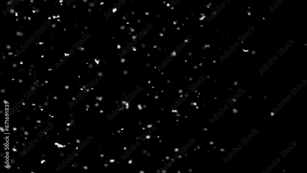 Super Slow Motion Shot of Real Snowfall Isolated on Black Background at 1000 fps. Super Slow Motion Shot of Real Snowfall Isolated on Black Background at 1000 fps.