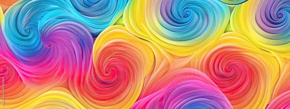Seamless Abstract Psychedelic Rainbow Gradient Swirls Background. Trendy pattern for graphics, poster, cards background