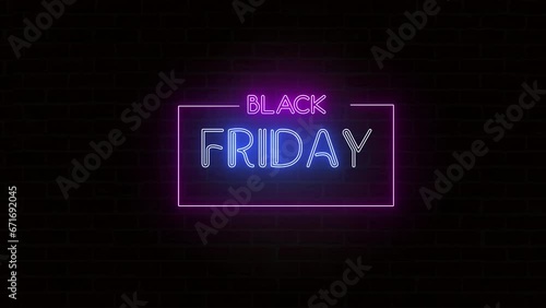 Black Friday sale neon light banner background for promo video
