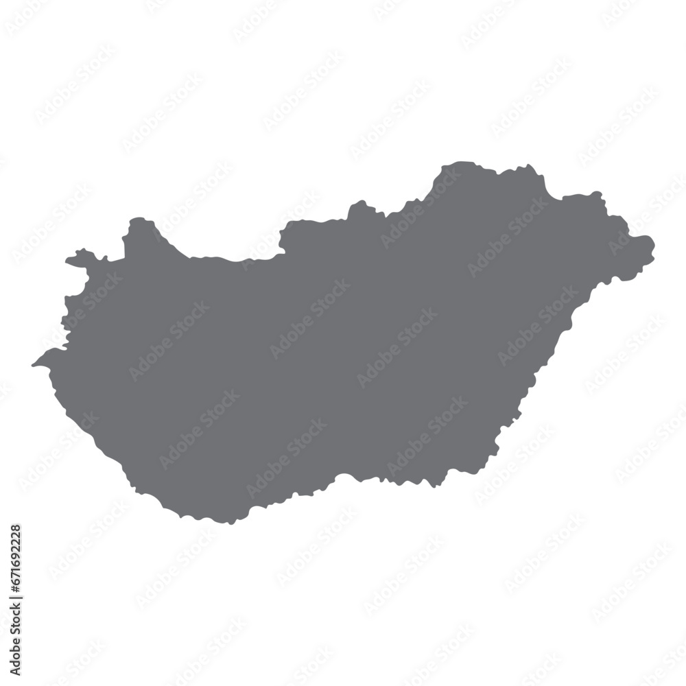 Hungary map. Map of Hungary in grey color