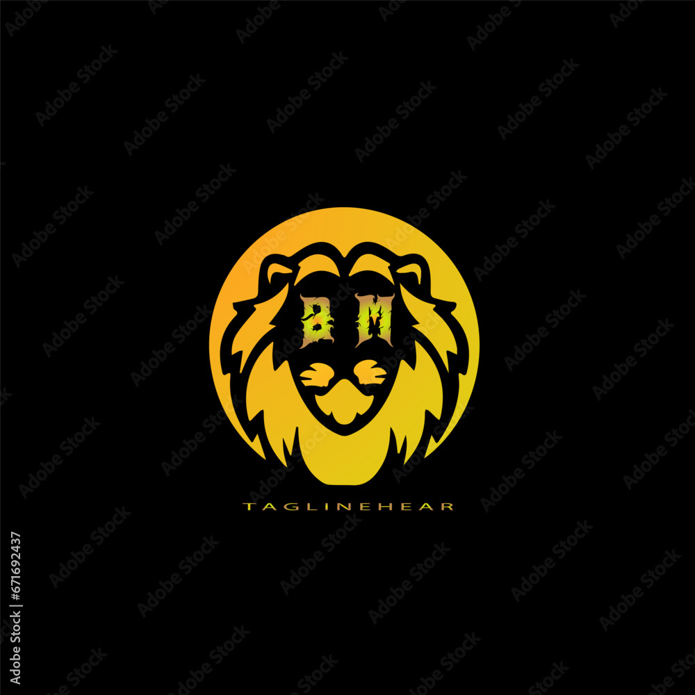 creative lion logo, lion head logo. lion letter logo, lion golden logo with gradent  colour. animal logo.