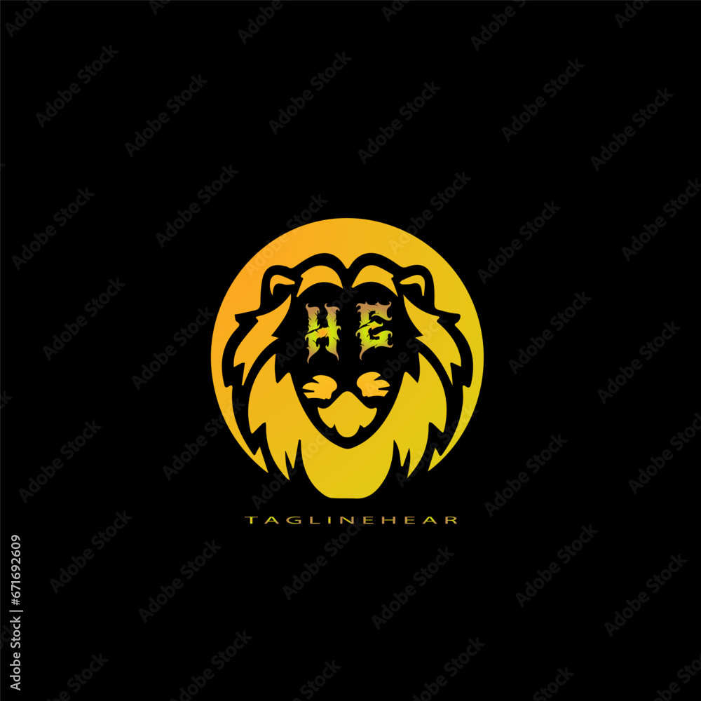  creative lion logo, lion head logo. lion letter logo, lion golden logo with gradent colour. animal logo.