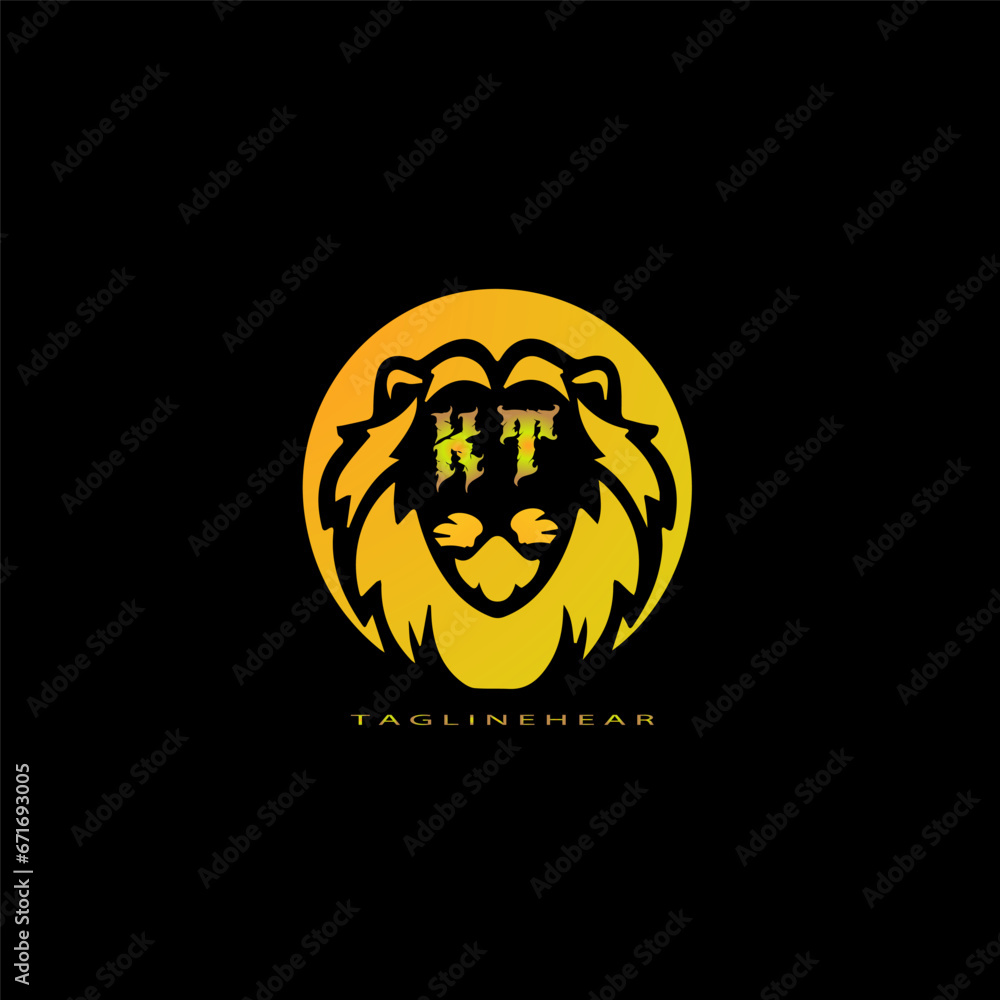 creative lion logo, lion head logo. lion letter logo, lion golden logo with gradent  colour. animal logo.