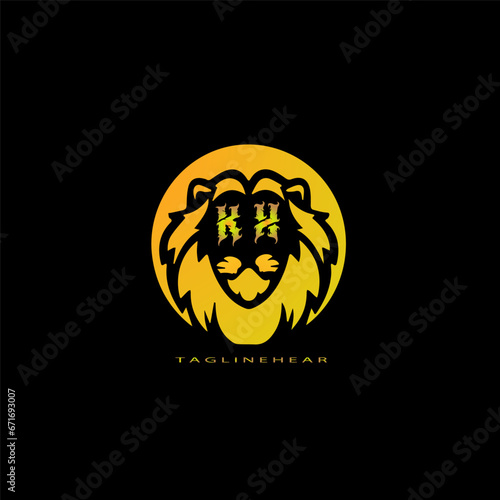 creative lion logo  lion head logo. lion letter logo  lion golden logo with gradent  colour. animal logo.