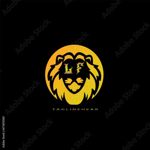 creative lion logo, lion head logo. lion letter logo, lion golden logo with gradent colour. animal logo.