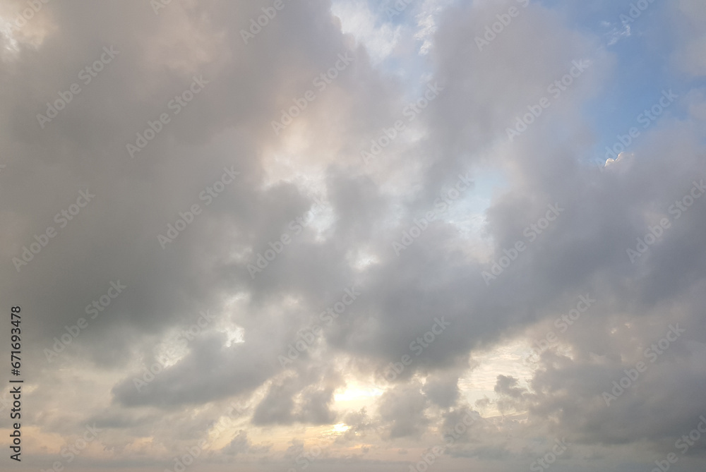 Dark cloud on sky background background. Horizon cloudscape skyline