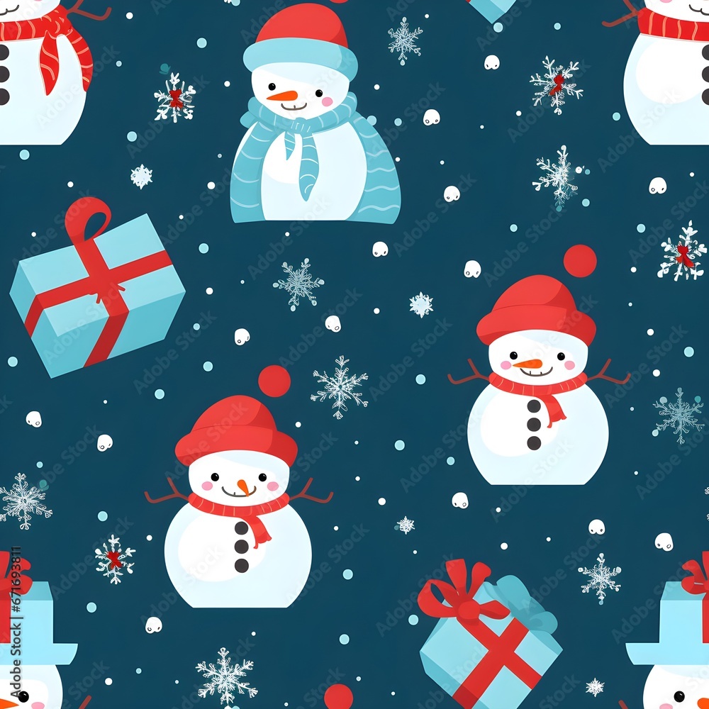 Snowman in Christmas pattern