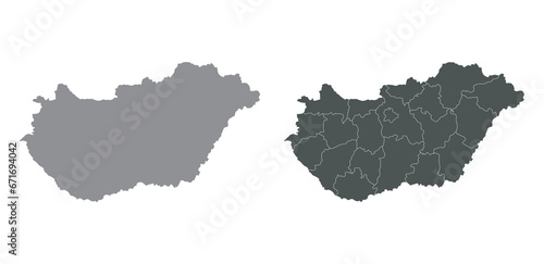 Hungary map. Map of Hungary in set