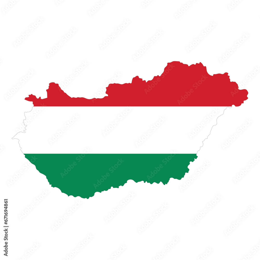 Map of Hungary with Hungarian national flag Map of Hungary with Hungarian national flag