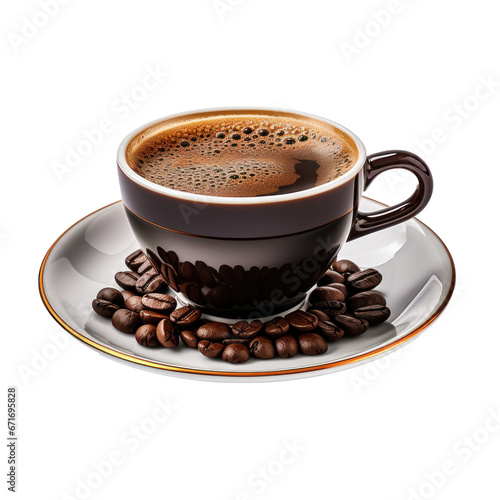 a cup of hot black coffee, isolated