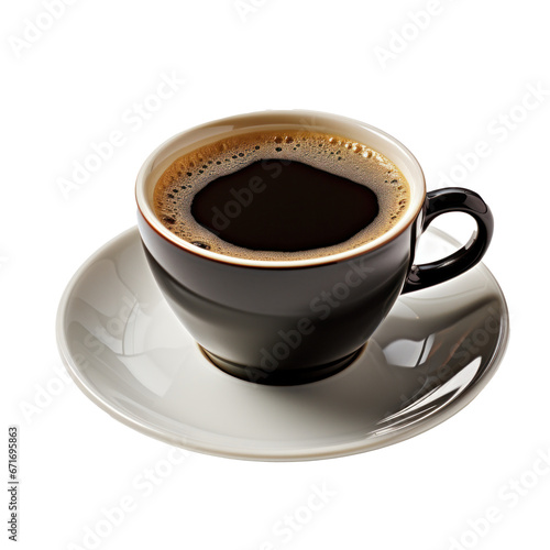 a cup of hot black coffee, isolated