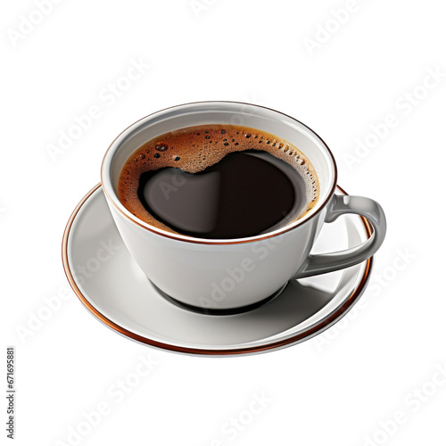 a cup of hot black coffee, isolated