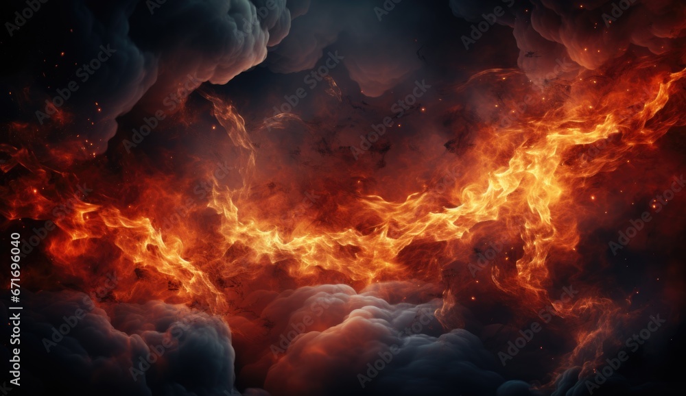 fire effet background design with smoke effects, lighting, spark, blast ...