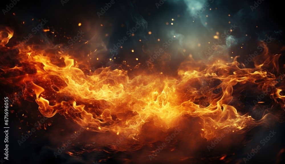 fire effet background design with smoke effects, lighting, spark, blast,