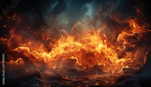 fire effet background design with smoke effects, lighting, spark, blast,