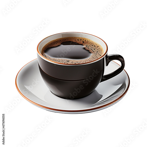 a cup of hot black coffee, isolated