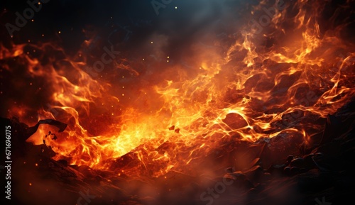 fire effet background design with smoke effects, lighting, spark, blast, © Tetyana