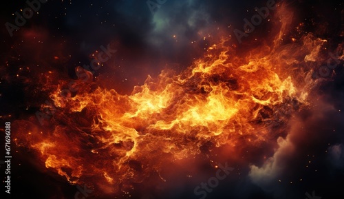 fire effet background design with smoke effects, lighting, spark, blast, © Tetyana