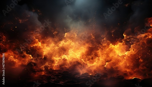 fire effet background design with smoke effects  lighting  spark  blast 