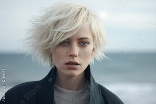 Androgynous Gaze by the Sea