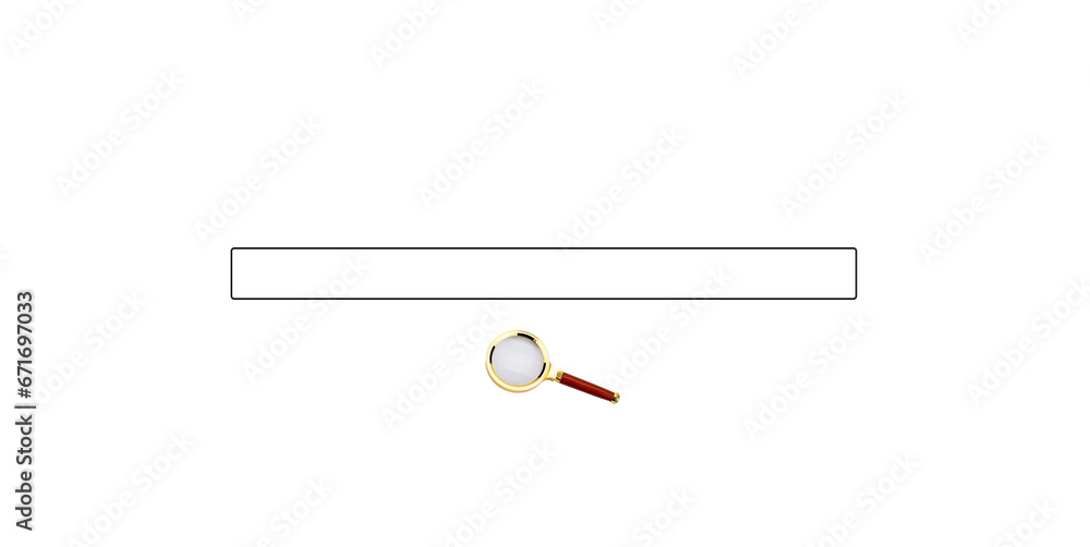 Search string. Magnifying glass. Magnifying glass with gold-plated handle. On a white background. Search string. Magnifying glass. Magnifying glass with gold-plated handle. On a white background.