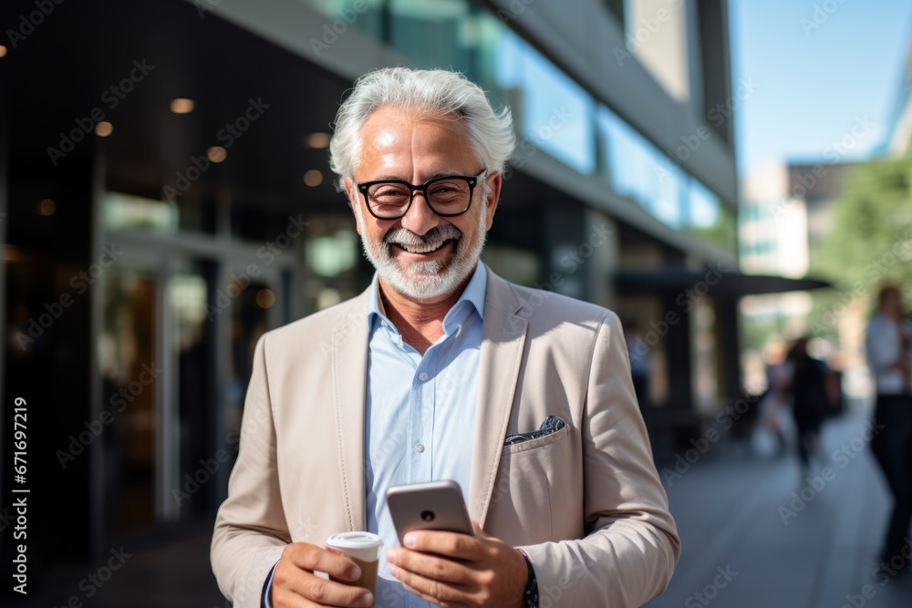 Portrait of successful senior entrepreneur using smart phone Portrait of successful senior entrepreneur using smart phone