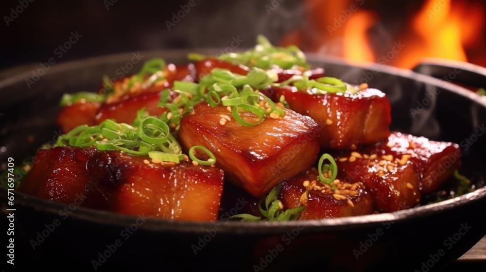 The delicious Braised pork belly made by a five-star chef The delicious Braised pork belly made by a five-star chef
