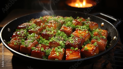 The delicious Braised pork belly made by a five-star chef