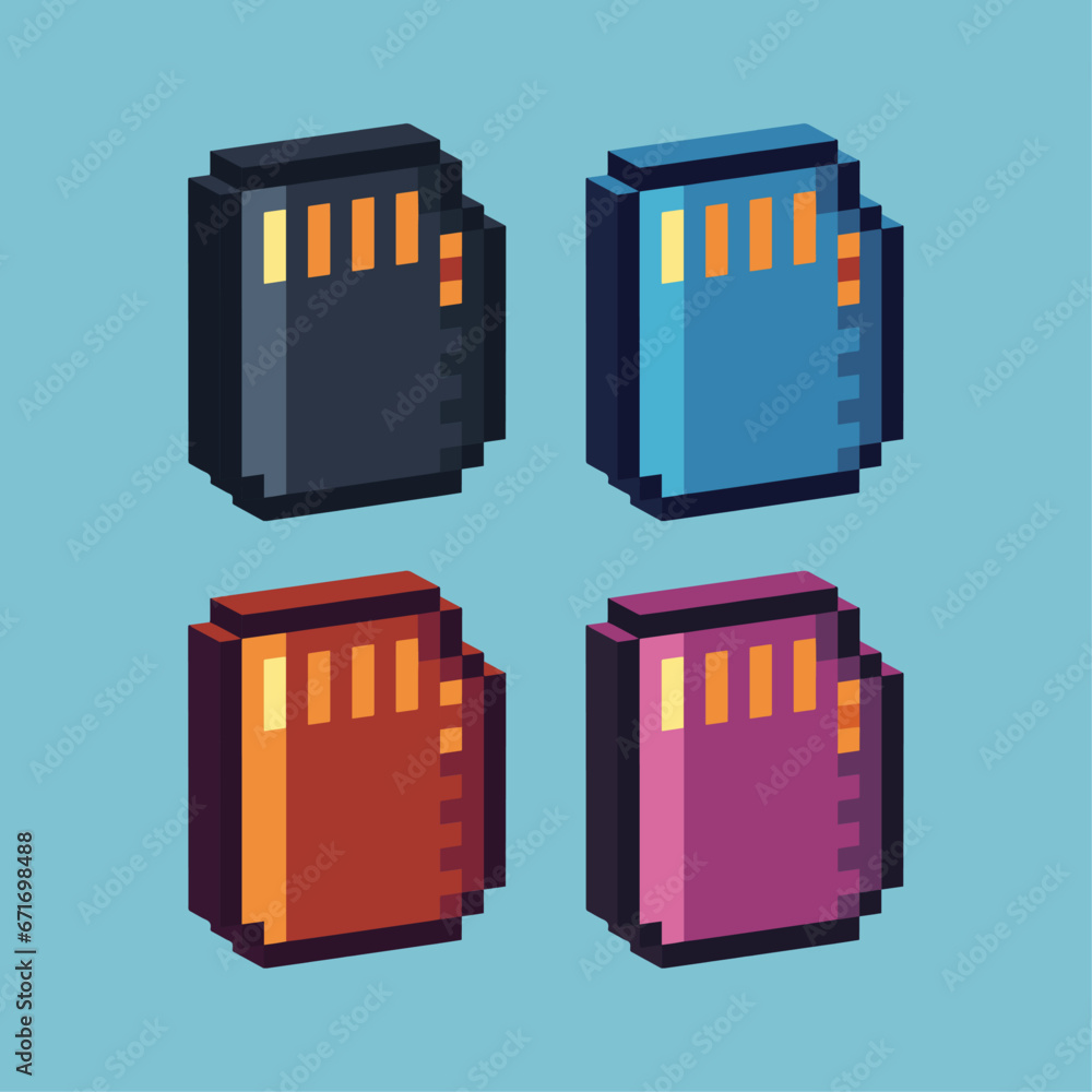 Isometric Pixel art 3d of sd card for items asset. Storage sd card icon on pixelated style.8bits perfect for game asset or design asset element for your game design asset. Isometric Pixel art 3d of sd card for items asset. Storage sd card icon on pixelated style.8bits perfect for game asset or design asset element for your game design asset.