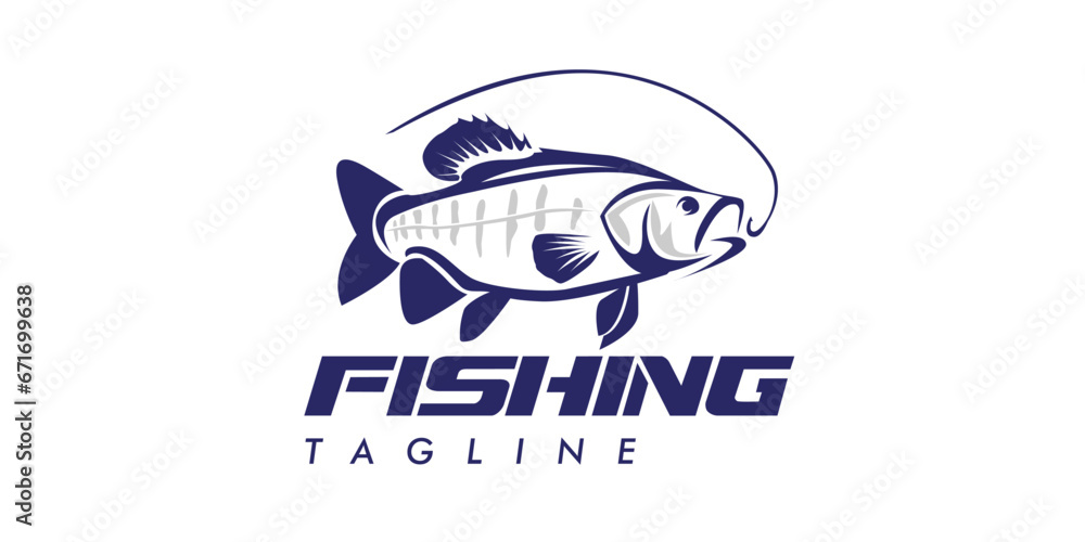 bass fish logo vector fishing jump jumping out of water hook strike