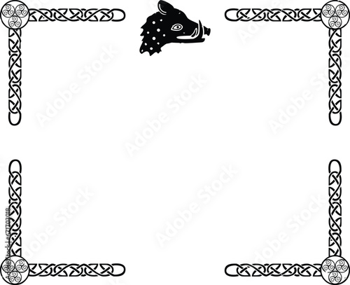 Celtic Knot Frame with Spirals and Boar Head