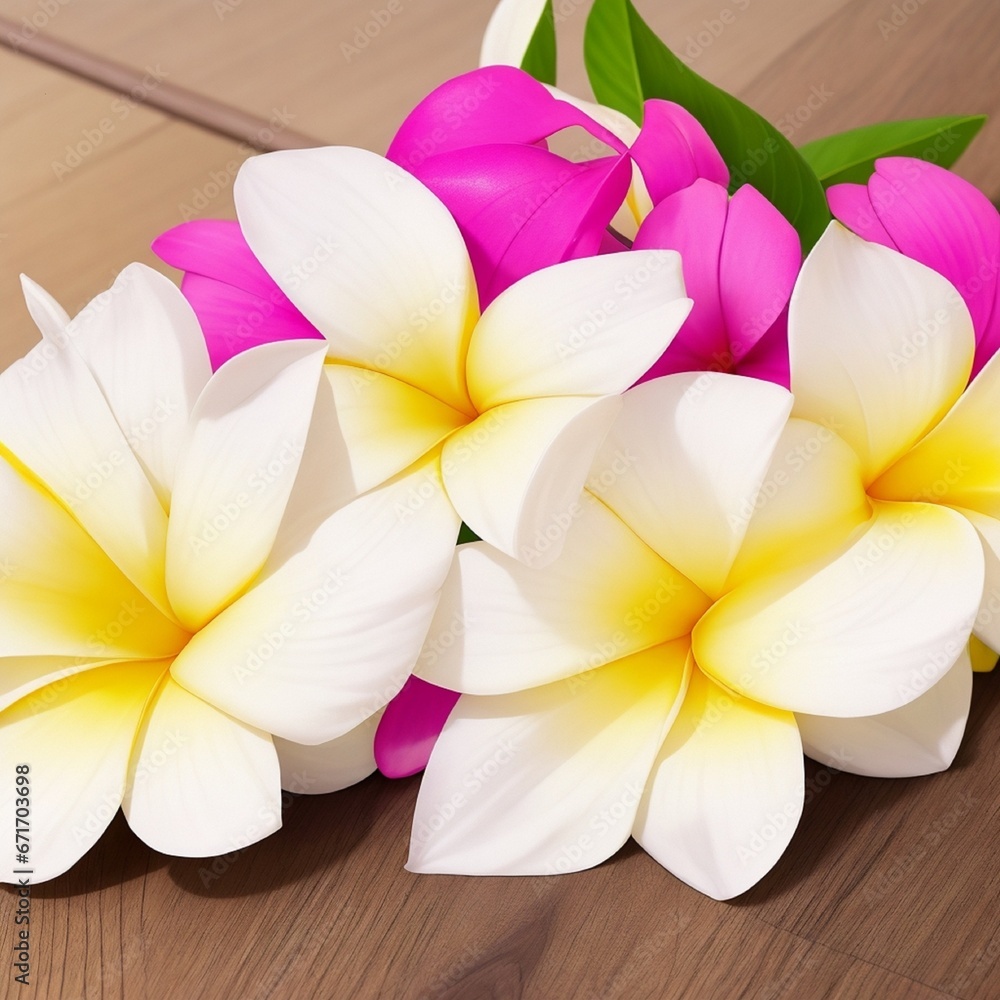 Obraz premium frangipani flower on wooden background