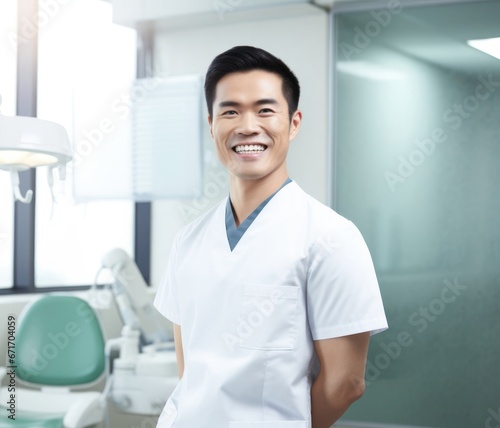 Asian Man Dentist Employment Lifestyle Environment Generative AI