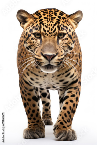 Leopard close-up isolated on white