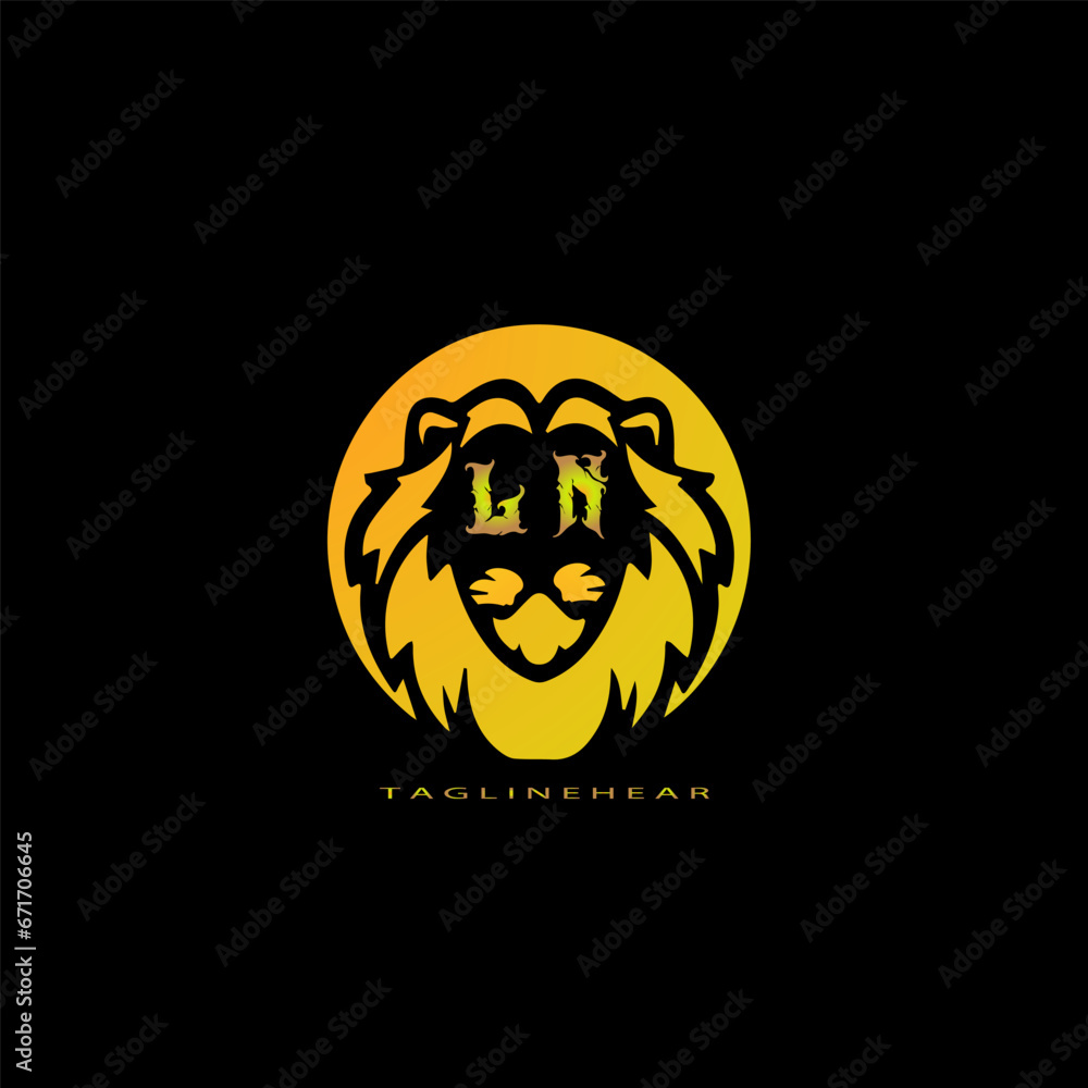  creative lion logo, lion head logo. lion letter logo, lion golden logo with gradent colour. animal logo.